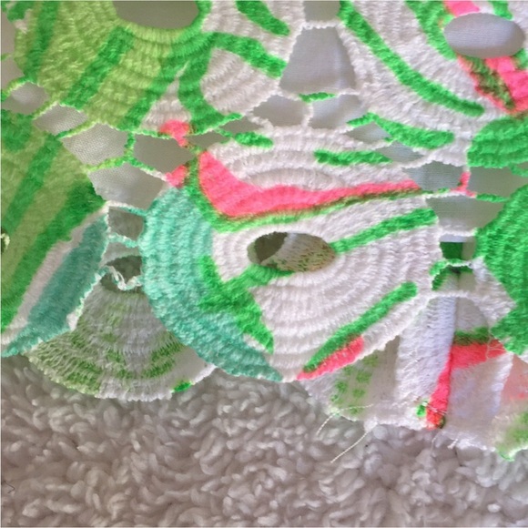 Lilly Pulitzer Rana SAND BAR BLUE Splish Neon Green Lace Dress - Picture 6 of 10